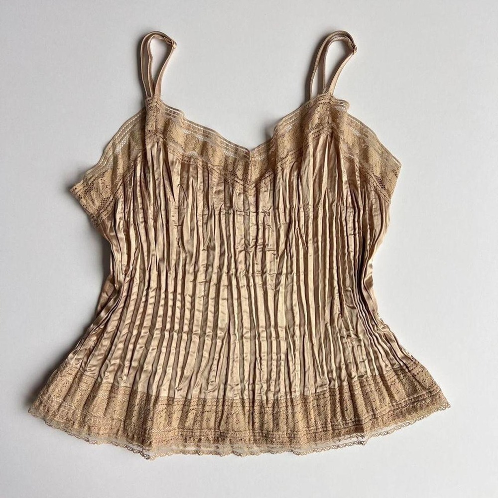 Y2K Vintage Apt. 9 Crushed Satin and Lace Gold Cami
